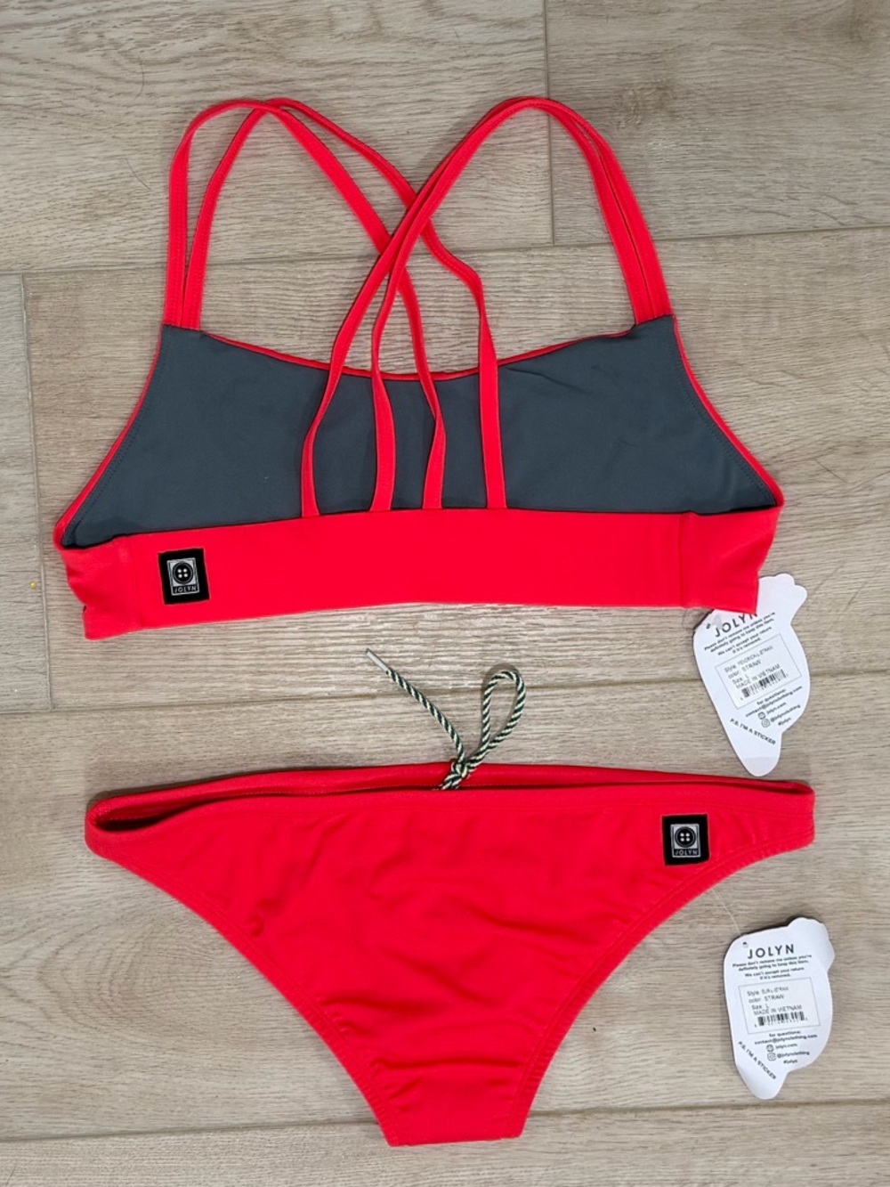 Jolyn Bikini set Fendrick top & Europe Bottoms in Strawberry, size L - NWT - Picture 2 of 6